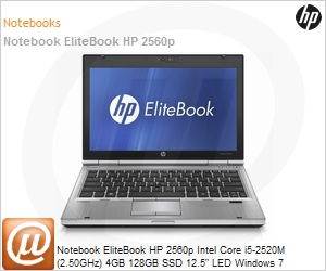 LJ497LA - Notebook EliteBook HP 2560p Intel Core i5-2520M (2.50GHz) 4GB 128GB SSD 12.5" LED Windows 7 Professional 64