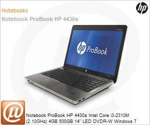 LR948LT - Notebook ProBook HP 4430s Intel Core i3-2310M (2.10GHz) 4GB 500GB 14" LED DVDR-W Windows 7 Professional 64 Wi-Fi N Bluetooth WebCam HDMI