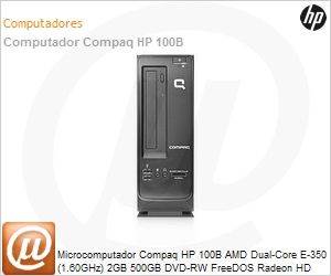 LR996LT - Desktop-PC Compaq HP 100B AMD Dual-Core E-350 (1.60GHz) 2GB 500GB DVD-RW FreeDOS Radeon HD 6310 SFF