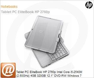 LX389AW - Tablet PC EliteBook HP 2760p Intel Core i5-2540M (2.60GHz) 4GB 320GB 12.1" DVD-RW Windows 7 Professional 3 anos