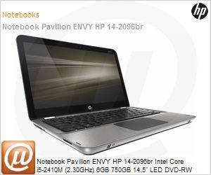LZ038LA - Notebook Pavilion ENVY HP 14-2096br Intel Core i5-2410M (2.30GHz) 6GB 750GB 14.5" LED DVD-RW Windows 7 Professional 64 Wi-Fi N Bluetooth WiDi HDMI