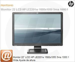 NK571AA - Monitor 22" LCD HP LE2201w 1680x1050 5ms 1000:1 Wide Ajuste de altura 