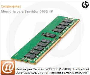 P00930-B21 - Memria para Servidor 64GB HPE (1x64GB) Dual Rank x4 DDR4-2933 CAS-21-21-21 Registered Smart Memory Kit