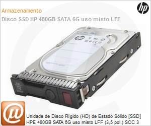 P07924-B21 - Unidade de Disco Rgido (HD) de Estado Slido [SSD] HPE 480GB SATA 6G uso misto LFF (3,5 pol.) SCC 3 anos de garantia firmware assinado digitalmente
