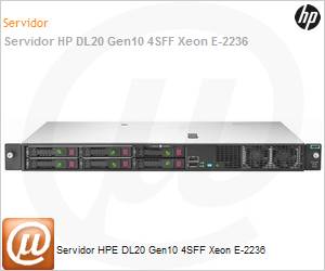 P17081-B21 - Servidor HPE ProLiant DL20 Gen10 Intel Xeon E-2236 Hexa-Core 16GB 4 Baias SFF
