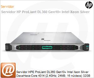 P28948-B21-2456 - Servidor HPE ProLiant DL360 Gen10+ Intel Xeon Silver DecaHexa-Core 4314 (2.4GHz; 24MB; 16 ncleos) 32GB 1.2TB HD [x2]