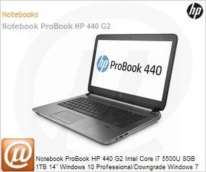 P3D93LT - Notebook ProBook HP 440 G2 Intel Core i7 5500U 8GB 1TB 14" Windows 10 Professional/Downgrade Windows 7 Professional