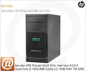 P44719-001 - Servidor HPE ProLiant ML30 G10+ Intel Xeon E-2314 Quad-Core (2,1GHz 8MB Cache L3) 16GB RAM 1TB SATA Non Hot-Plug