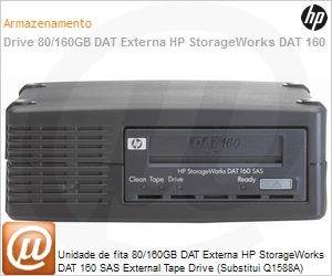 Q1588B - Unidade de fita 80/160GB DAT Externa HP StorageWorks DAT 160 SAS External Tape Drive (Substitui Q1588A)