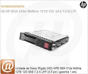 Q2R42A - Unidade de Disco Rgido (HD) HPE MSA 512e Midline 12TB 12G SAS 7,2 K LFF (3,5 pol.) garantia 1 ano