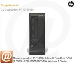 QN714AA - Desktop-PC HP G1000br Athlon II Dual-Core E-350 (1.60GHz) 2GB 500GB DVD-RW Windows 7 Starter Radeon HD 6310