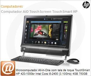 QS442AA - Desktop-PC All-in-One com tela de toque TouchSmart HP 420-1000br Intel Core i5-2400 (3.10GHz) 4GB 750GB 21.5" LED DVD-RW Windows 7 Home Premium 64 Wi-Fi N WebCam