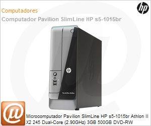 QS456AA - Desktop-PC Pavilion SlimLine HP s5-1015br Athlon II X2 245 Dual-Core (2.90GHz) 3GB 500GB DVD-RW Windows 7 Home Basic 64 GeForce 6150E