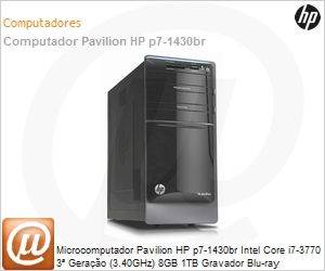 QZ248AA - Desktop-PC Pavilion HP p7-1430br Intel Core i7-3770 3 Gerao (3.40GHz) 8GB 1TB Gravador Blu-ray Windows 8 SL Radeon HD 7450 1GB VGA/DVI Wi-Fi N USB 3.0