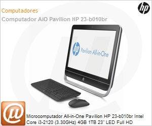 QZ251AA - Desktop-PC All-in-One Pavilion HP 23-b010br Intel Core i3-2120 (3.30GHz) 4GB 1TB 23" LED Full HD DVD-RW Windows 8 SL Wi-Fi N WebCam NVIDIA GeForce 610 1GB USB 3.0