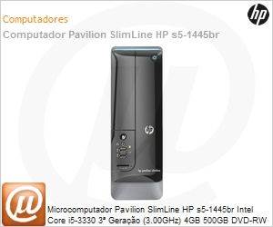 QZ255AA - Desktop-PC Pavilion SlimLine HP s5-1445br Intel Core i5-3330 3 Gerao (3.00GHz) 4GB 500GB DVD-RW Windows 8 SL VGA/DVI USB 3.0