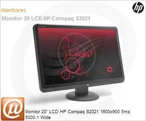 WJ674A8 - Monitor 20" LCD HP Compaq S2021 1600x900 5ms 5000:1 Wide