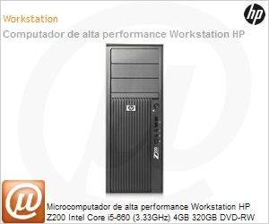 WP852LA - Desktop-PC de alta performance Workstation HP Z200 Intel Core i5-660 (3.33GHz) 4GB 320GB DVD-RW XP pro/Windows 7 Professional