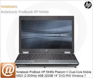 XF790LA - Notebook ProBook HP 6445b Phenom II Dual-Core Mobile N620 (2.80GHz) 4GB 320GB 14" DVD-RW Windows 7 Professional 64 Wi-Fi N Bluetooth WebCam