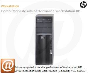 XX624LT - Desktop-PC de alta performance Workstation HP Z400 Intel Xeon Dual-Core W3505 (2.53GHz) 4GB 500GB DVD-RW Windows 7 Professional 64