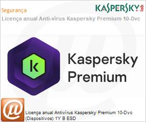 KL1047KDKFS - Licena anual Antivrus Kaspersky Premium 10-Dvc (Dispositivos) 1y B ESD 