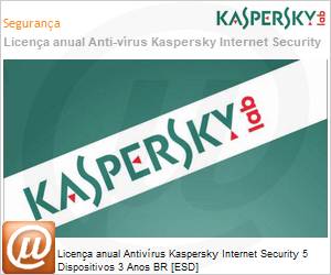 KL1939KDETS - Licena anual Antivrus Kaspersky Internet Security 5 Dispositivos 3 Anos BR [ESD] 