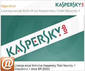 KL1949KDAFS - Licena anual Antivrus Kaspersky Total Security 1 Dispositivo 1 Anos BR [ESD] 