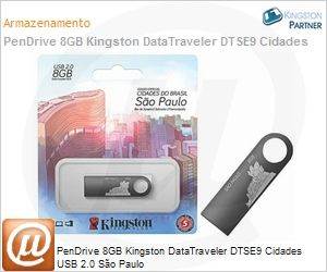 KC-U468G-4DK1 - PenDrive 8GB Kingston DataTraveler DTSE9 Cidades USB 2.0 So Paulo