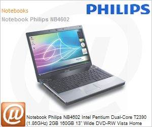 13NB4602 - Notebook Philips NB4602 Intel Pentium Dual-Core T2390 (1.86GHz) 2GB 160GB 13" Wide DVD-RW Vista Home Premium Wi-Fi WebCam