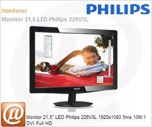 226V3L - Monitor 21,5" LED Philips 226V3L 1920x1080 5ms 10M:1 DVI Full HD