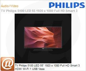 55PFG5100/78 - TV Philips 5100 LED 55" 1920 x 1080 Full HD Smart 3 HDMI Wi-Fi 1 USB Vesa