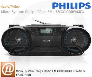 AZ3811/78 - Micro System Philips Rdio FM USB/CD/CDRW/MP3 5RMS Preto