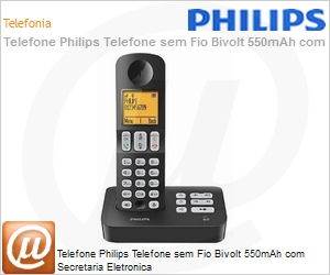 D4051B/BR - Telefone Philips Telefone sem Fio Bivolt 550mAh com Secretaria Eletronica
