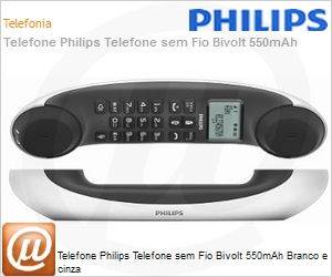 M5501WG/BR - Telefone Philips Telefone sem Fio Bivolt 550mAh Branco e cinza