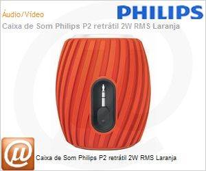 SBA3011ORG/00 - Caixa de Som Philips P2 retrtil 2W RMS Laranja