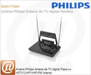 SDV1125T/55 - Antena Philips Antena de TV digital Passivo HDTV/UHF/VHF/FM Interna