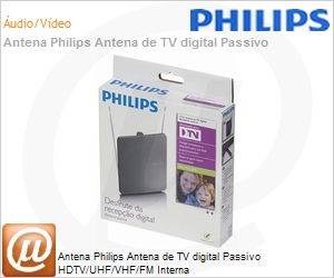 SDV1225T/55 - Antena Philips Antena de TV digital Passivo HDTV/UHF/VHF/FM Interna