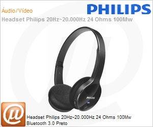 SHB4000/00 - Headset Philips 20Hz~20.000Hz 24 Ohms 100Mw Bluetooth 3.0 Preto