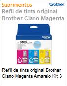 Refil de tinta original Brother Ciano Magenta Amarelo Kit 3 (Figura somente ilustrativa, no representa o produto real)