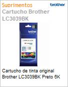 Cartucho de tinta original Brother LC3039BK Preto 6K (Figura somente ilustrativa, no representa o produto real)