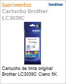 Cartucho de tinta original Brother LC3039C Ciano 5K  (Figura somente ilustrativa, no representa o produto real)
