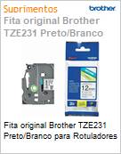 Fita original Brother TZE231 Preto/Branco para Rotuladores (Figura somente ilustrativa, no representa o produto real)