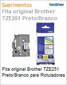 Fita original Brother TZE251 Preto/Branco para Rotuladores (Figura somente ilustrativa, no representa o produto real)
