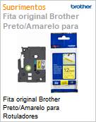 Fita original Brother Preto/Amarelo para Rotuladores (Figura somente ilustrativa, no representa o produto real)