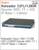 CISCO1841-1T-EM - Roteador Cisco 1841-1T-EM 32FL/128DR Bundle (WIC-1T + IOS IP Base + Cabos)