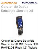 Coletor de dados Datalogic Skorpio X5 2D MR Pistola 3GB RAM/32GB Flash 4.3 Teclado alfanumrico de 47 teclas Green Spot Android 10 802.11 a/b/g/n/ac Bluetooth V5 Bateria estendida (Figura somente ilustrativa, no representa o produto real)