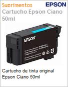 Cartucho de tinta original Epson Ciano 50ml (Figura somente ilustrativa, no representa o produto real)