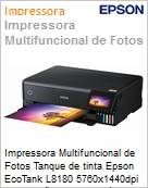 Impressora Multifuncional de Fotos Tanque de tinta Epson EcoTank L8180 5760x1440dpi (Impresso: 12ppm; Cpia: 8cpm; Scanner) A3+ USB Rede Wi-Fi 1+1 Anos de Garantia (Figura somente ilustrativa, no representa o produto real)