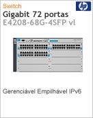 J9030A - Switch Gigabit 72 portas Aruba HPE E4208-68G-4SFP vl (68 x Gigabit; 4 x SFP; 5 x Slots) Gerencivel L3 Web SNMP IMC VLAN Empilhvel IPv6