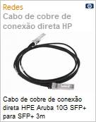 Cabo de cobre de conexo direta HPE Aruba 10G SFP+ para SFP+ 3m  (Figura somente ilustrativa, no representa o produto real)